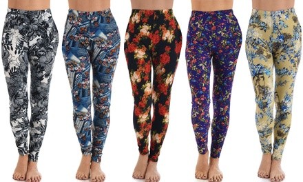 Lyss Loo Women's Soft and Cozy Floral Printed Leggings One Size