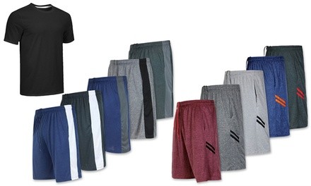 Men's 5-Pack Dry-Fit Active Performance Shorts with Dry-Fit Tee | Groupon Exclusive