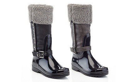 Girls' Knee-High Synthetic Leather Fur-Insulated Waterproof Boots