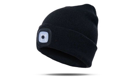 LED Beanie with Built-In Rechargeable USB