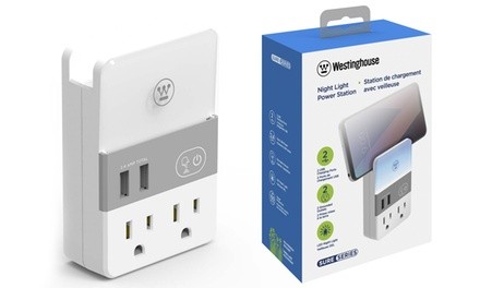 Westinghouse Plug-In Night Light Power Station with USB and AC Outlets