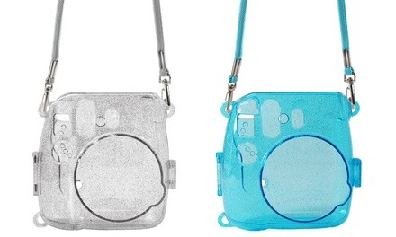 Hard Shell Glitter Camera Case with Adjustable Strap