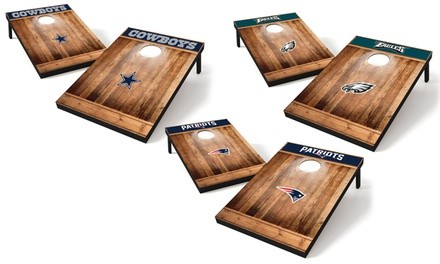 NFL 2'x3' Brown Wood Tailgate Toss Cornhole Game Set (10-Piece)