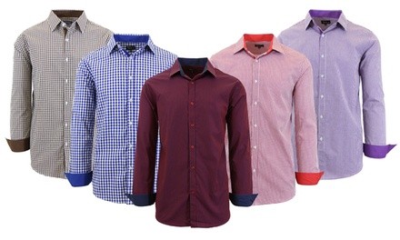 Men's Long Sleeve Slim-Fit Cotton Dress Shirt