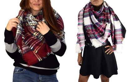 Plaid Oversized Commuter Blanket Scarf for Men and Women. Multiple Styles Available.