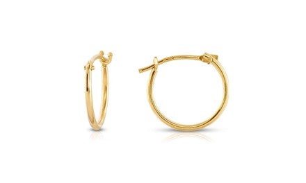 Petite Solid 14Kt Gold French Lock Hoops