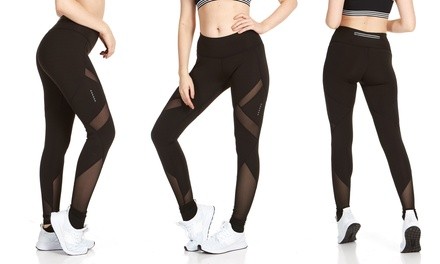 RAG Plus Size Women's Mesh Insert Active Leggings.