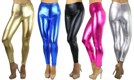 Women's Metallic Liquid Shine Leggings. Plus Sizes Available.