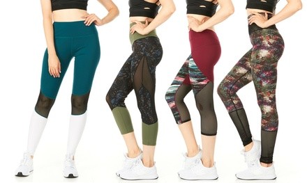 RAG Women's Activewear Leggings with Mesh Inserts