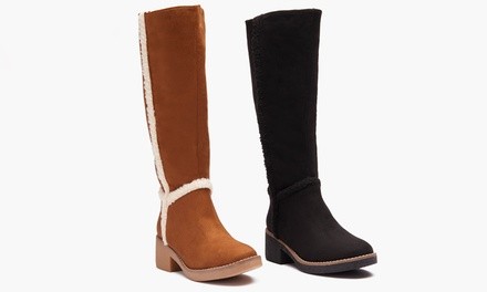 Sociology Women's Tall Shearling Trimmed Boots | Groupon Exclusive
