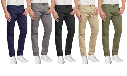 Galaxy By Harvic Men's 5-Pocket Ultra-Stretch Skinny Fit Chino Pants 