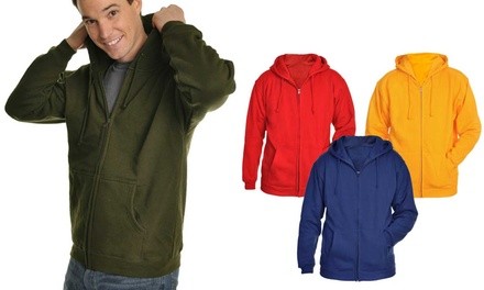 Men's Cotton Full-Zip Hoodie Jacket with Brushed Lining. Extended Sizes Available.