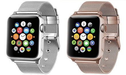 Stainless Steel Mesh Replacement Band for Apple Watch with Buckle for Series 1, 2, 3, 4, 5