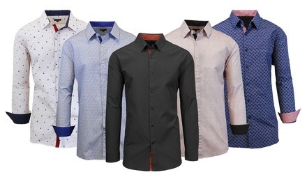 Men's Long Sleeve Slim-Fit Casual Dress Shirts (Extended Sizes Available)