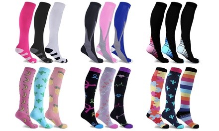 Women's Compression Knee-High Socks Collection (3-Pairs)