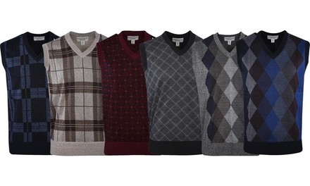 Men's Checkered or Plaid V-Neck Sweater Vests