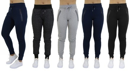 Women's Slim-Fit Joggers with Tech Zipper. Plus Sizes Available.