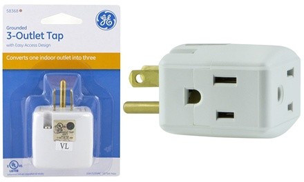 GE Grounded 3-Outlet Tap 