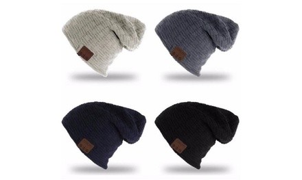 Knitted Velvet Bluetooth Winter Beanie