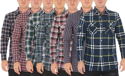 Men's Long Sleeve Warm Flannel Button-Down Shirt