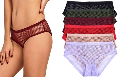 Women's All-Over Sheer Mesh Lace Bikini Panties (6-Pack)