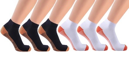 Copper-Infused Unisex Compression Crew Socks (6 Pairs)