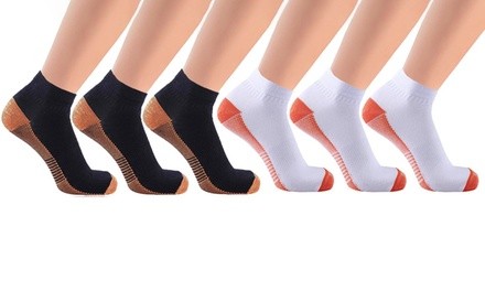 Copper-Infused Unisex Compression Crew Socks (6 Pairs)