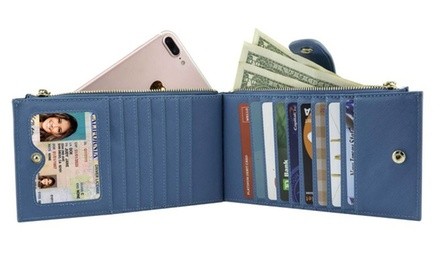 RFID-Blocking Bifold Multicard Case Wallet with Zipper Pocket