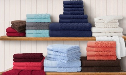 Superior 100% Turkish-Cotton Cordage Patterned Plush Towel Set (8-Piece)