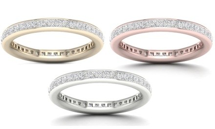 De Couer 1 CTTW Princess Diamond Eternity Wedding Band (H-I, I2) in 14K Gold