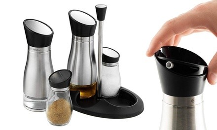 FineDine Oil, Vinegar, Salt, and Pepper Cruet Set (5-Piece)