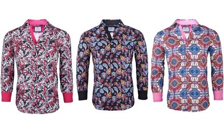 Suslo Couture Men's Casual Long-Sleeve Button-Down Shirt