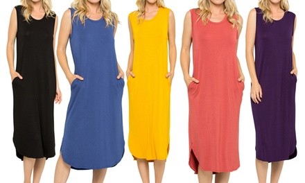 Acting Pro Solid Sleeveless Women's Midi Dress. Plus Sizes Available.