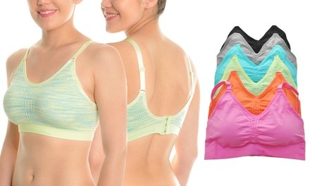 Wire-Free Medium-Impact Seamless Sports Bra with Convertible Straps (6-Pack) 