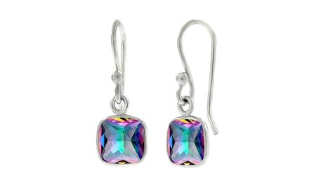 3.50 CTW Cushion-Cut Rainbow Topaz Drop Earrings in Sterling Silver