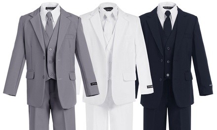 Bello Giovane Kids Slim Fit Formal Dress Suit Set (5-Piece)