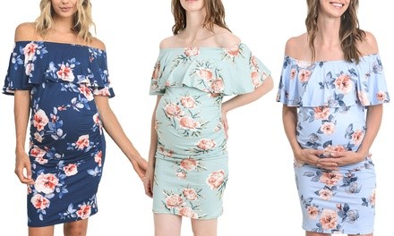 Floral Maternity Off-the-Shoulder Dress