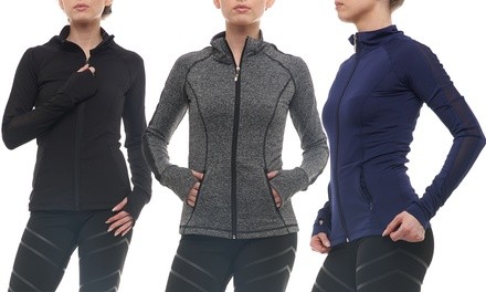 Women's Zip-Front Active Jacket with Mesh Sleeve