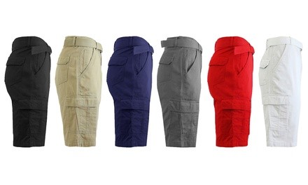 Galaxy by Harvic Men's Belted Cotton Cargo Shorts (3-Pack)