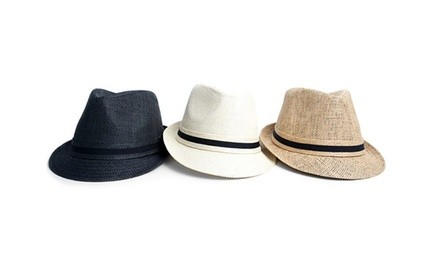 Men's Banded Fedora Hat with Short Brim