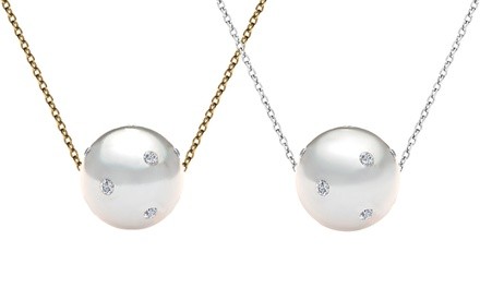 Nina & Grace Freshwater Pearl and Cubic Zirconia Necklace 