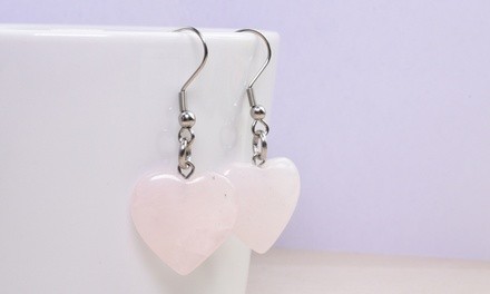 Natural Stone Hook Earrings in Stainless Steel by Pink Box