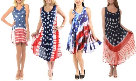 American Flag Women's Printed Casual Dresses. Plus Sizes Available.