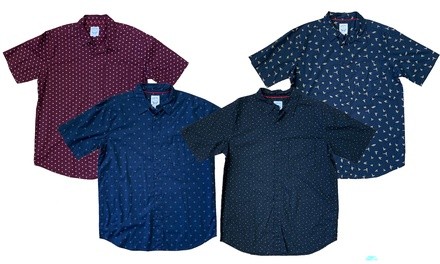 Big and Tall Extended Sizes Men's Printed Woven Short Sleeve Shirt