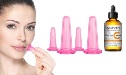 Facial Cupping Kit with Vitamin C Serum