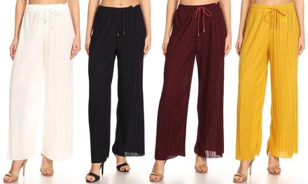 JVINI Chic Pleated Wide-Leg Pants