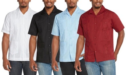 9 Crowns Men's Modern-Fit Short-Sleeve Guayabera Button-Down Shirt (S-2XL)