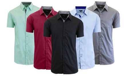 Men's Slim-fit Wrinkle-resistant Short Sleeve Dress Shirts (2-Pack) (S-5X)