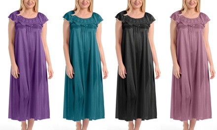 Women's Ankle Length Nightgown. Plus Sizes Available.