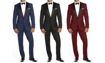 Braveman Men's Shawl-Lapel Tuxedo with Bow Tie Set (3-Piece)(34-50)